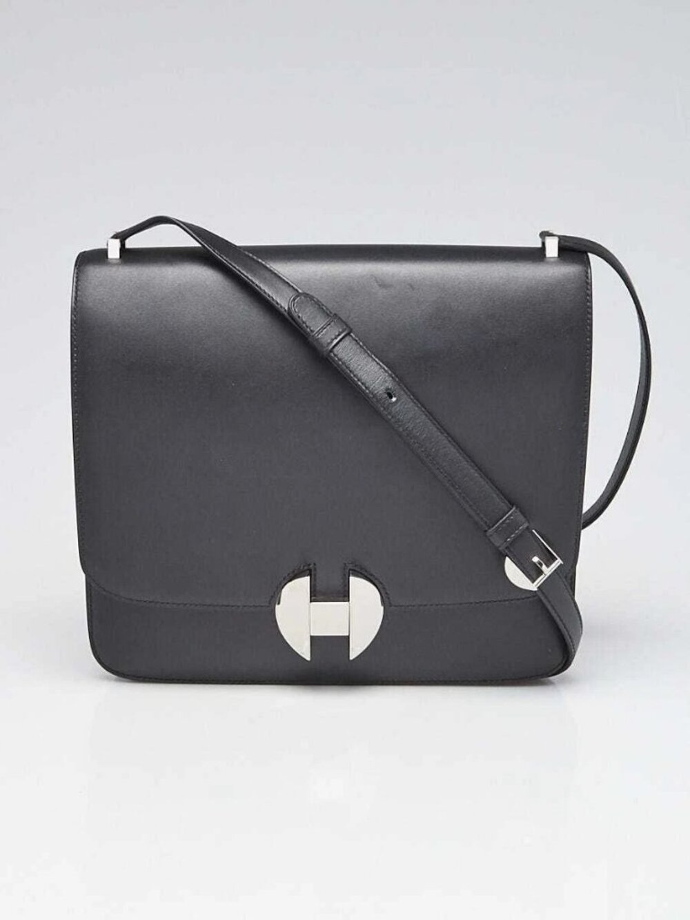 Hermes Black Sombrero II Leather Palladium Plated 2002-26 Bag